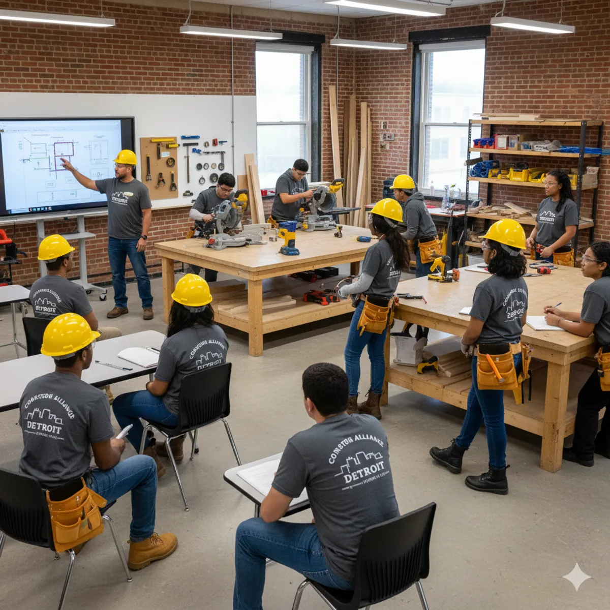 Man and woman exercising with weights in gym.